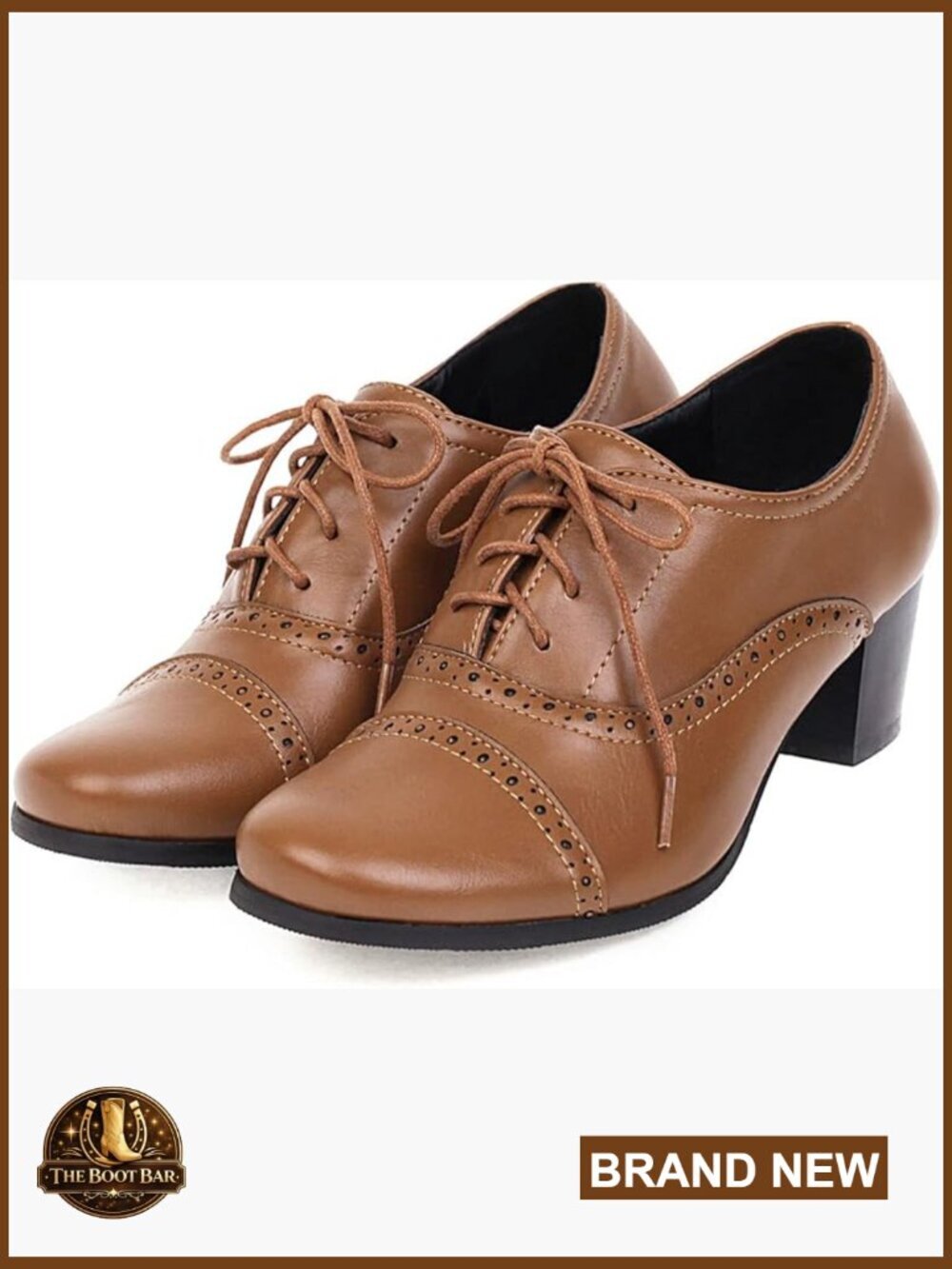 Chunky Lace Up Vintage Oxfords Dress Pumps Round Toe Block Mid Heels Retro